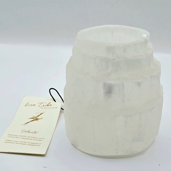 Selenite Crystal Tea Light Candle Holder Natural Mountain Healing Crystal - Picture 3 of 8